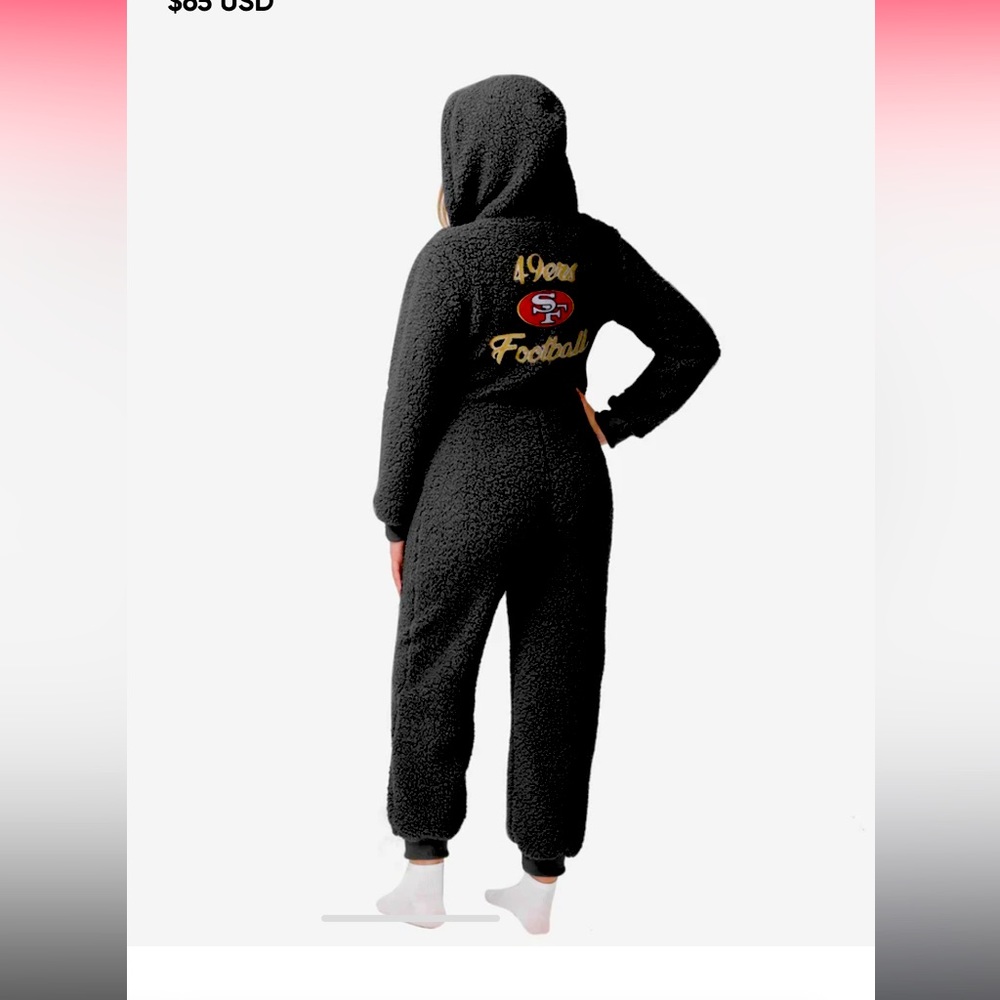 San Francisco 49ers Womens Sherpa One Piece Pajamas loungewear NWT
